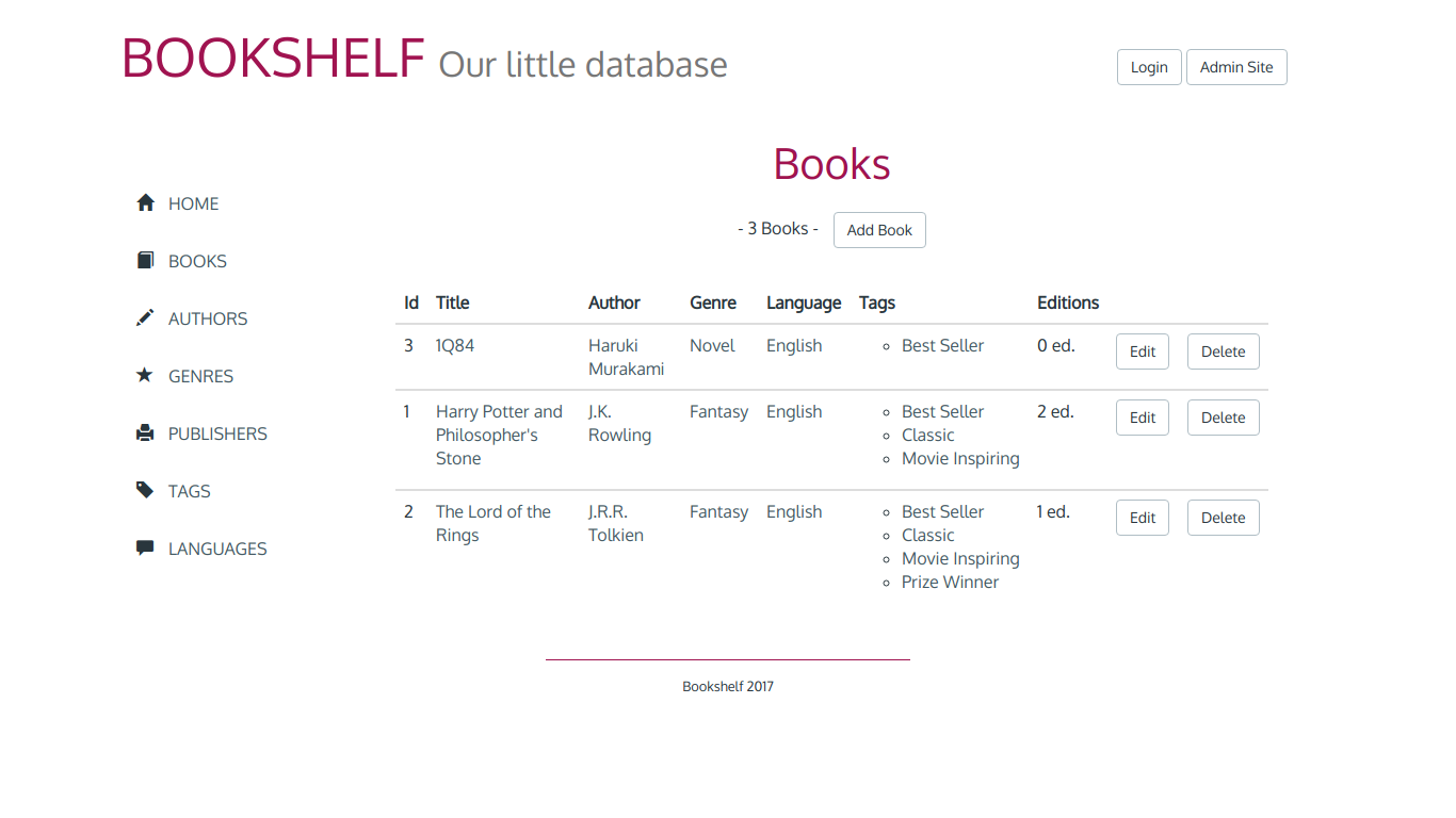 bookshelf project screenshot