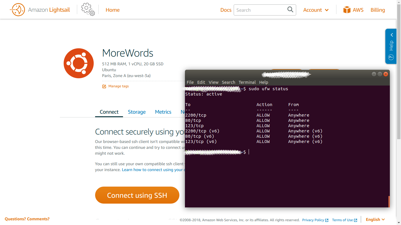linux server configuration screenshot