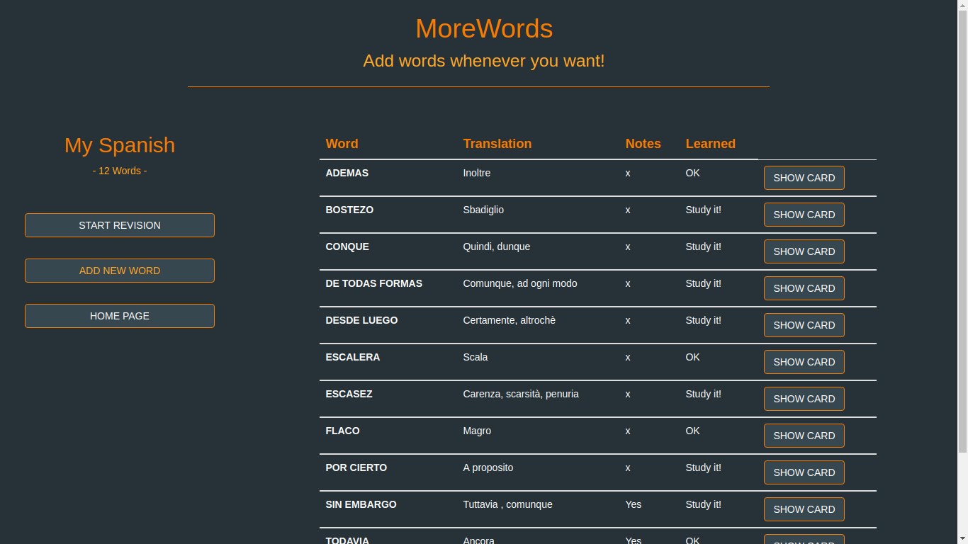 morewords django project screenshot