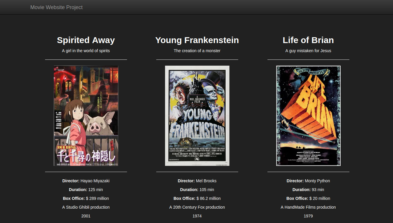 movie trailer website screenshot