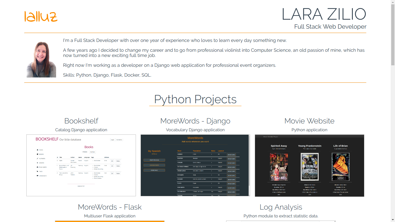 portfolio website screenshot